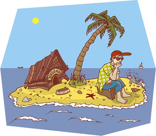 Cartoon: Prospectus Language (medium) by Davor tagged holiday,island,isle,palm,tree,travel,leisure,vacances,ferien,urlaub,insel,prospekt
