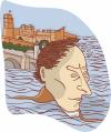 Cartoon: Joseph von Eichendorff (small) by Davor tagged castle,poetry,burg,heidelberg,dichter,poesie,romantik