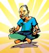 Cartoon: Powermeditation (small) by Atzenhofer tagged meditation,yoga,strahlend,energie,wellness