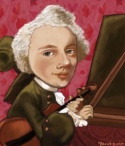 Cartoon: Jean-Marie LeClair (medium) by frostyhut tagged leclair,french,baroque,music,classical,violin