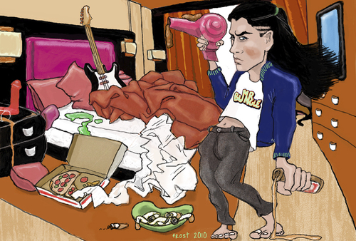 Cartoon: Rocker Mike Patton (medium) by frostyhut tagged patton,rock,music,faithnomore,guitar,pizza,beer,mrbungle