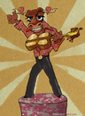 Cartoon: Bull playing guitar (small) by frostyhut tagged bull guitar music heart rock