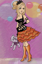 Cartoon: gothic lolita self-portrait (small) by frostyhut tagged girl,woman,women,girls,teddybear,boots,goth