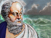 Cartoon: Socrates at at the Ocean (small) by frostyhut tagged socrates,classical,sage,elder,man,old,sea,ocean,waves,clouds,water