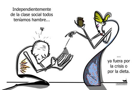 Cartoon: El fin de las clases sociales (medium) by LaRataGris tagged laratagris,hambre,rico,pobre
