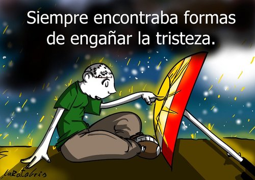 Cartoon: pintando soles (medium) by LaRataGris tagged tristeza