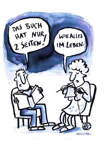 Cartoon: 2 Seiten (medium) by Kossak tagged buch,lesen,beziehung,ehe,liebe,mann,frau