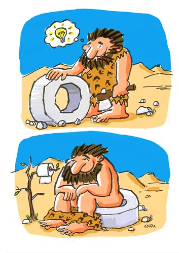 Cartoon: DIe Erfindung des Klos (medium) by Kossak tagged stoneage,steinzeit,technik,forschung,science,wissenschafter,wissenschaft,erfinder,erfindung,toilette,toilet,wc,klo,klo,wc,toilet,toilette,erfindung,erfinder,wissenschaft,wissenschafter,science,forschung,technik,steinzeit,stoneage,evolution