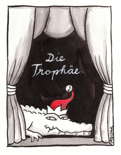 Cartoon: The Trophy (medium) by Kossak tagged trophäe,trophy,theater,theatre,krokodil,crocodile,kasperl,kasper,punch,bühne,stage,trophäe,krokodil,kasper,kasperl,bühne,theater,märchen