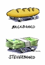 Cartoon: Backboard Steuerboard (small) by Kossak tagged schiff,handel,geld,handelsschiff,brot,bäcker,backwaren,backbord,steuerbord,skateboard,finanz,steuer,finanzamt,wirtschaft,wortspiel