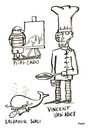 Cartoon: Künsler (small) by Kossak tagged kunst,künstler,picasso,van,gogh,dali,maler,koch,wal
