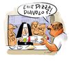 Cartoon: Pizza Diavolo (small) by Kossak tagged essen,pizza,fastfood,nonne,religion,diavolo,teufel