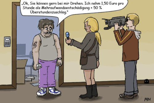 Cartoon: Hartz-IV-TV (medium) by flintstone73 tagged hartz,tv,fernsehen,underclass,unterschicht,prekariat,interview,reality