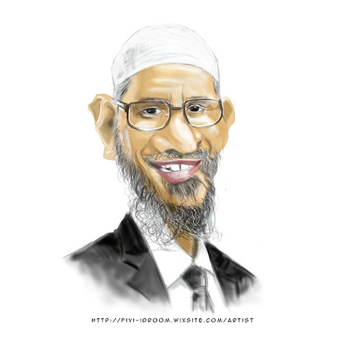 Cartoon: Dr. Zakir Naik (medium) by Fivi tagged lecture,famousperson,islamicmotivator