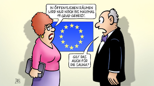 Cartoon: 19 Grad (medium) by Harm Bengen tagged heizen,eu,europa,19,grad,gaspreis,sauna,winter,krieg,ukraine,russland,harm,bengen,cartoon,karikatur,heizen,eu,europa,19,grad,gaspreis,sauna,winter,krieg,ukraine,russland,harm,bengen,cartoon,karikatur