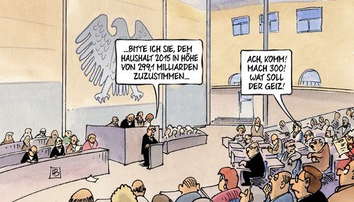 Cartoon: 300 Milliarden (medium) by Harm Bengen tagged haushalt,bundeshaushalt,bundesregierung,schaeuble,300,milliarden,aufrunden,bundestag,parlament,harm,bengen,cartoon,karikatur,haushalt,bundeshaushalt,bundesregierung,schaeuble,300,milliarden,aufrunden,bundestag,parlament,harm,bengen,cartoon,karikatur