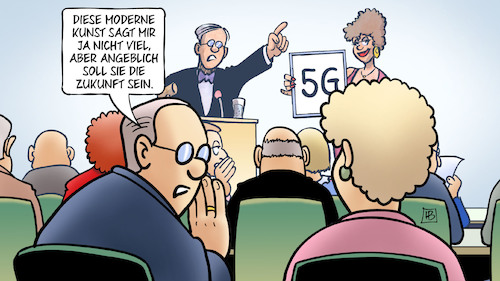 Cartoon: 5G-Versteigerung (medium) by Harm Bengen tagged moderne,kunst,zukunft,5g,auktion,lizenz,frequenzen,versteigerung,mobilfunk,harm,bengen,cartoon,karikatur,moderne,kunst,zukunft,5g,auktion,lizenz,frequenzen,versteigerung,mobilfunk,harm,bengen,cartoon,karikatur