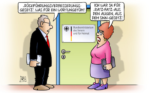 Cartoon: Abschiebungspaket (medium) by Harm Bengen tagged rückführungsverbesserungsgesetz,wortungetüm,innenministerium,abschiebungen,abschiebungspaket,migrationspolitik,gesetznamen,ratz,fatz,harm,bengen,cartoon,karikatur,rückführungsverbesserungsgesetz,wortungetüm,innenministerium,abschiebungen,abschiebungspaket,migrationspolitik,gesetznamen,ratz,fatz,harm,bengen,cartoon,karikatur