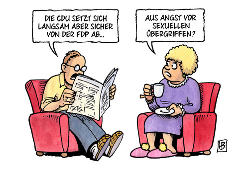 Cartoon: Absetzbewegung (medium) by Harm Bengen tagged absetzbewegung,absetzen,distanzierung,cdu,brüderle,fdp,sexismus,belästigung,stern,bundestagswahlkampf,harm,bengen,cartoon,karikatur,absetzbewegung,absetzen,distanzierung,cdu,brüderle,fdp,sexismus,belästigung,stern,bundestagswahlkampf,harm,bengen,cartoon,karikatur