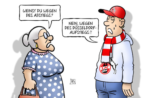 Cartoon: Abstieg-Aufstieg (medium) by Harm Bengen tagged abstieg,aufstieg,köln,düsseldorf,fussball,fan,weinen,susemil,harm,bengen,cartoon,karikatur,abstieg,aufstieg,köln,düsseldorf,fussball,fan,weinen,susemil,harm,bengen,cartoon,karikatur