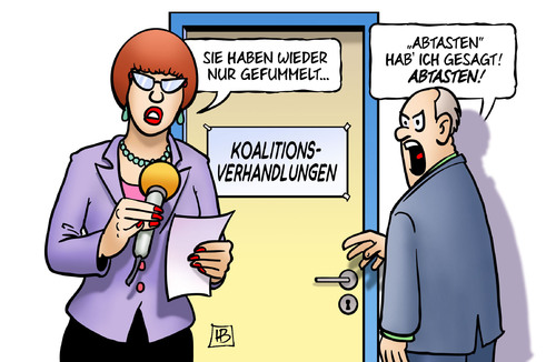 Cartoon: Abtasten (medium) by Harm Bengen tagged abtasten,fummeln,erotik,interview,reporter,reporterin,koalitionsverhandlungen,grosse,koalition,verhandlungen,tv,arbeitsgruppe,spd,cdu,regierung,harm,bengen,cartoon,karikatur,abtasten,fummeln,sex,erotik,interview,reporter,reporterin,koalitionsverhandlungen,grosse,koalition,verhandlungen,tv,arbeitsgruppe,spd,cdu,regierung,harm,bengen,cartoon,karikatur