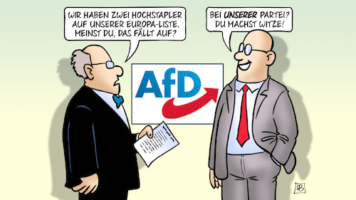 Cartoon: AfD-Hochstapler (medium) by Harm Bengen tagged afd,hochstapler,europa,wahl,liste,kandidaten,partei,witze,betrug,harm,bengen,cartoon,karikatur,afd,hochstapler,europa,wahl,liste,kandidaten,partei,witze,betrug,harm,bengen,cartoon,karikatur