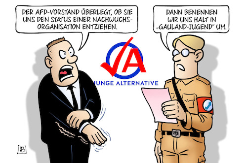 Cartoon: AfD-Nachwuchs (medium) by Harm Bengen tagged afd,vorstand,status,nachwuchsorganisation,umbenennen,gauland,jugend,nazis,rechtsextremismus,harm,bengen,cartoon,karikatur,afd,vorstand,status,nachwuchsorganisation,umbenennen,gauland,jugend,nazis,rechtsextremismus,harm,bengen,cartoon,karikatur