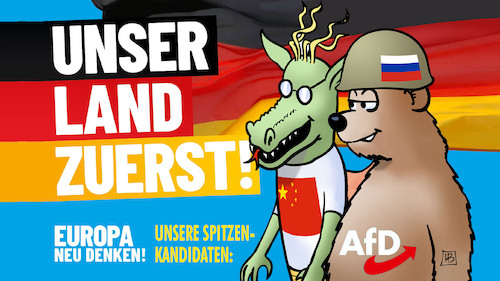 Cartoon: AfD-Spitzenkandidaten (medium) by Harm Bengen tagged spitzenkandidaten,bär,drachen,china,russland,spionage,geheimnisverrat,krah,bystron,afd,europawahl,wahlplakat,harm,bengen,cartoon,karikatur,spitzenkandidaten,bär,drachen,china,russland,spionage,geheimnisverrat,krah,bystron,afd,europawahl,wahlplakat,harm,bengen,cartoon,karikatur