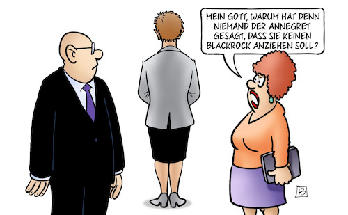 Cartoon: AKK und Blackrock (medium) by Harm Bengen tagged annegret,kramp,karrenbauer,blackrock,cdu,merkel,nachfolge,vorsitz,merz,harm,bengen,cartoon,karikatur,annegret,kramp,karrenbauer,blackrock,cdu,merkel,nachfolge,vorsitz,merz,harm,bengen,cartoon,karikatur