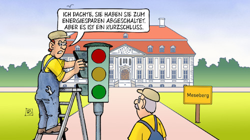 Cartoon: Ampel in Meseberg (medium) by Harm Bengen tagged energiesparen,abgeschaltet,abschaltungen,kurzschluss,arbeiter,ampel,meseberg,klausur,schloss,bundesregierung,koalition,harm,bengen,cartoon,karikatur,energiesparen,abgeschaltet,abschaltungen,kurzschluss,arbeiter,ampel,meseberg,klausur,schloss,bundesregierung,koalition,harm,bengen,cartoon,karikatur