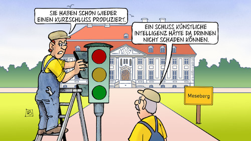 Cartoon: Ampel und KI (medium) by Harm Bengen tagged ampel,kurzschluss,künstliche,intelligenz,ki,arbeiter,schloss,meseberg,klausur,bundesregierung,harm,bengen,cartoon,karikatur,ampel,kurzschluss,künstliche,intelligenz,ki,arbeiter,schloss,meseberg,klausur,bundesregierung,harm,bengen,cartoon,karikatur