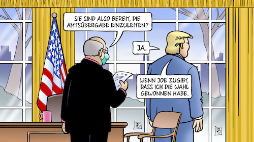 Cartoon: Amtsübergabe (medium) by Harm Bengen tagged amtsübergabe,einleiten,wahl,trump,biden,oval,office,winter,maske,harm,bengen,cartoon,karikatur,amtsübergabe,einleiten,wahl,trump,biden,oval,office,winter,maske,harm,bengen,cartoon,karikatur