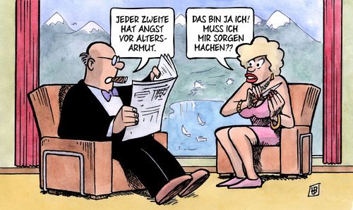 Cartoon: Angst vor Altersarmut (medium) by Harm Bengen tagged angst,altersarmut,rente,reiche,reichtum,sorgen,harm,bengen,cartoon,karikatur,angst,altersarmut,rente,reiche,reichtum,sorgen,harm,bengen,cartoon,karikatur