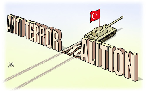 Cartoon: Anti-Terror-Koalition (medium) by Harm Bengen tagged anti,terror,koalition,syrien,irak,is,islamisten,bundeswehr,türkei,panzer,abschuss,kampfjet,russland,harm,bengen,cartoon,karikatur,anti,terror,koalition,syrien,irak,is,islamisten,bundeswehr,türkei,panzer,abschuss,kampfjet,russland,harm,bengen,cartoon,karikatur