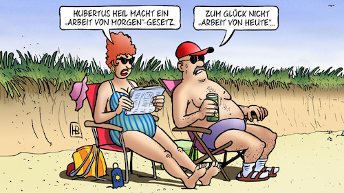 Cartoon: Arbeit von morgen (medium) by Harm Bengen tagged hubertus,heil,arbeitsminister,spd,arbeit,von,morgen,gesetz,urlaub,strand,harm,bengen,cartoon,karikatur,hubertus,heil,arbeitsminister,spd,arbeit,von,morgen,gesetz,urlaub,strand,harm,bengen,cartoon,karikatur