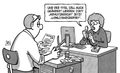 Cartoon: Armutsbericht (medium) by Harm Bengen tagged armutsbericht,wohlstandsreport,armut,reichtum,lohnentwicklung,soziales,bundesregierung,änderung,harm,bengen,cartoon,karikatur