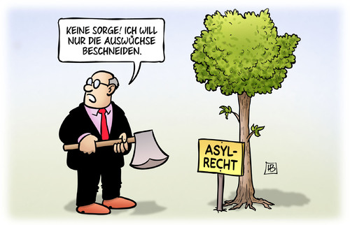 Cartoon: Asylrechtsverschärfung (medium) by Harm Bengen tagged auswüchse,axt,beschneiden,asylrecht,flüchtlingsfrage,gesetz,flüchtlinge,asyl,harm,bengen,cartoon,karikatur,auswüchse,axt,beschneiden,asylrecht,flüchtlingsfrage,gesetz,flüchtlinge,asyl,harm,bengen,cartoon,karikatur