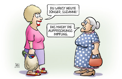 Cartoon: Auffrischung (medium) by Harm Bengen tagged auffrischungsimpfung,impfung,susemil,jutta,corona,harm,bengen,cartoon,karikatur,auffrischungsimpfung,impfung,susemil,jutta,corona,harm,bengen,cartoon,karikatur