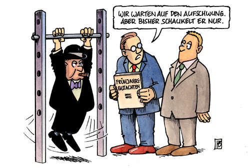 Cartoon: Aufschwung (medium) by Harm Bengen tagged aufschwung,fruehjahrsgutachten,wachstum,wirtschaftsweisen,bundesregierung,konjunktur,krise,sparen,aufschwung,wachstum,wirtschaftsweisen,bundesregierung,konjunktur,krise,frühjahrsgutachten