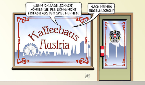 Cartoon: Austria-Schach (medium) by Harm Bengen tagged könig,spiel,regeln,kaffeehaus,schachzug,austria,wien,österreich,bundeskanzler,kurz,korruption,bestechung,rücktritt,harm,bengen,cartoon,karikatur,könig,spiel,regeln,kaffeehaus,schachzug,austria,wien,österreich,bundeskanzler,kurz,korruption,bestechung,rücktritt,harm,bengen,cartoon,karikatur