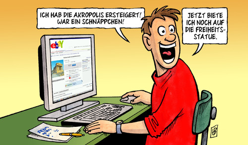 Cartoon: Ausverkauf (medium) by Harm Bengen tagged freiheitsstatue,akropolis,internet,pc,computer,staatsvermögen,steigern,versteigern,versteigerung,usa,griechenland,ebay,weltbank,iwf,ezb,eu,kredite,staatsverschuldung,verschuldung,schulden,rettungsschirm,eurorettung,eurokrise,euro,ausverkauf,ausverkauf,euro,eurokrise,eurorettung,rettungsschirm,schulden,verschuldung,staatsverschuldung,kredite,iwf,weltbank,ebay,griechenland,usa,versteigerung,versteigern,steigern,staatsvermögen