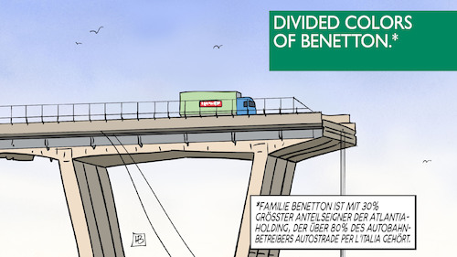 Cartoon: Autobahnbetreiber Genua (medium) by Harm Bengen tagged familie,benetton,autobahnbetreiber,autostrade,per,italia,genua,italien,brückenzusammenbruch,absturz,harm,bengen,cartoon,karikatur,familie,benetton,autobahnbetreiber,autostrade,per,italia,genua,italien,brückenzusammenbruch,absturz,harm,bengen,cartoon,karikatur