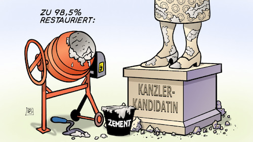 Cartoon: Baerbock restauriert (medium) by Harm Bengen tagged baerbock,restauriert,zement,mischmaschine,denkmal,kanzlerkandidatin,beschädigt,grüne,digitaler,parteitag,harm,bengen,cartoon,karikatur,baerbock,restauriert,zement,mischmaschine,denkmal,kanzlerkandidatin,beschädigt,grüne,digitaler,parteitag,harm,bengen,cartoon,karikatur