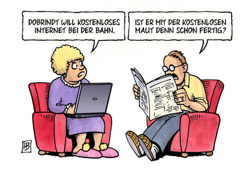 Cartoon: Bahn-Internet (medium) by Harm Bengen tagged dobrindt,kostenloses,internet,bahn,db,verkehrsminister,maut,pkw,csu,harm,bengen,cartoon,karikatur,dobrindt,kostenloses,internet,bahn,db,verkehrsminister,maut,pkw,csu,harm,bengen,cartoon,karikatur