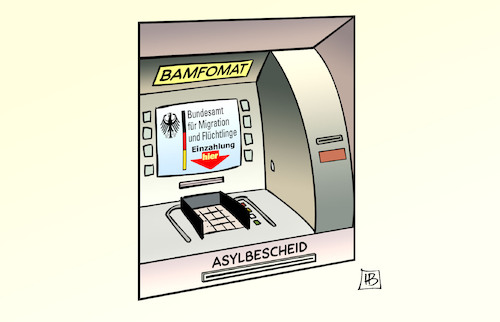 Cartoon: BAMF-Korruption (medium) by Harm Bengen tagged bamf,korruption,bundesamt,migration,flüchtlinge,asylbescheid,bremen,geldautomat,bankautomat,harm,bengen,cartoon,karikatur,bamf,korruption,bundesamt,migration,flüchtlinge,asylbescheid,bremen,geldautomat,bankautomat,harm,bengen,cartoon,karikatur