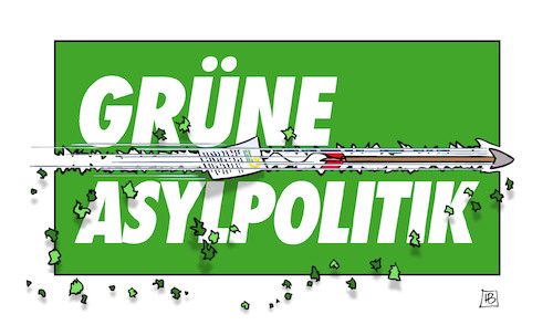 Cartoon: Basis vs. grüne Asylpolitik (medium) by Harm Bengen tagged basis,brief,pfeil,grüne,asylpolitik,harm,bengen,cartoon,karikatur,basis,brief,pfeil,grüne,asylpolitik,harm,bengen,cartoon,karikatur