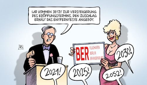 Cartoon: BER-Termin (medium) by Harm Bengen tagged versteigerung,eröffungstermin,zuschlag,angebot,flughafen,verzögerung,ber,harm,bengen,cartoon,karikatur,versteigerung,eröffungstermin,zuschlag,angebot,flughafen,verzögerung,ber,harm,bengen,cartoon,karikatur