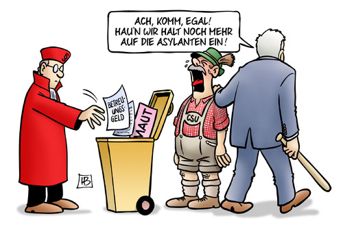 Cartoon: Betreuungsgeld-Urteil (medium) by Harm Bengen tagged betreuungsgeld,urteil,bundesverfassungsgericht,bverfg,maut,seehofer,müll,bayern,richter,csu,asylanten,flüchtlinge,integration,asyl,harm,bengen,cartoon,karikatur,betreuungsgeld,urteil,bundesverfassungsgericht,bverfg,maut,seehofer,müll,bayern,richter,csu,asylanten,flüchtlinge,integration,asyl,harm,bengen,cartoon,karikatur