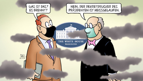 Cartoon: Biden-Dekretflut (medium) by Harm Bengen tagged biden,usa,präsident,erlasse,trump,weisses,haus,feuer,rauch,qualm,dekret,drucker,heissgelaufen,harm,bengen,cartoon,karikatur,biden,usa,präsident,erlasse,trump,weisses,haus,feuer,rauch,qualm,dekret,drucker,heissgelaufen,harm,bengen,cartoon,karikatur