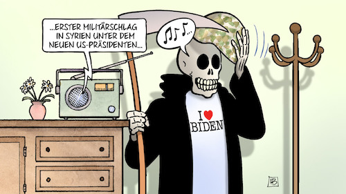 Cartoon: Bidens Luftschlag (medium) by Harm Bengen tagged militärschlag,luftschlag,syrien,usa,präsident,biden,tod,radio,krieg,helm,irak,harm,bengen,cartoon,karikatur,militärschlag,luftschlag,syrien,usa,präsident,biden,tod,radio,krieg,helm,irak,harm,bengen,cartoon,karikatur